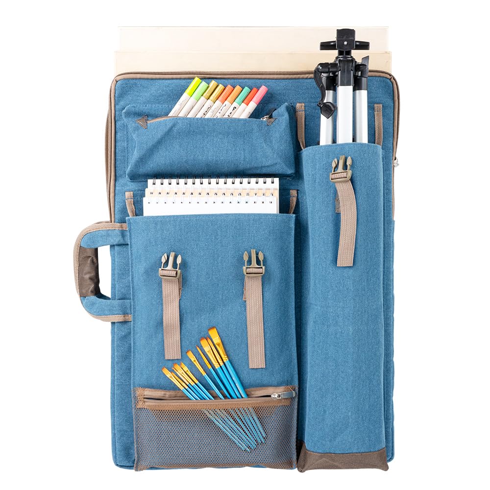 TRANSON Art Portfolio Case Artist Backpack Canvas Bag Large 26” x 19.5”