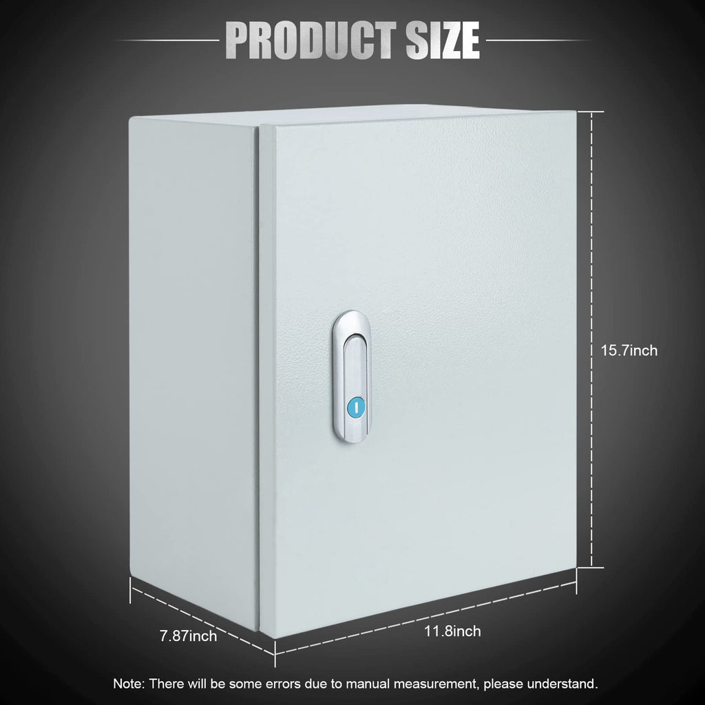 Steel Electrical Junction Box, Indoor&Outdoor Electrical Enclosure Box, Wall Mounted Waterproof&Dustproof Metal Box, Universal Electric Equipment Enclosure Box with Safety Locks and Mounting Plates