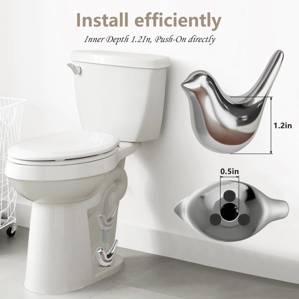 MENNTY Black Polar Bear Toilet Bolt Covers Decorative - 2 Glossy Black Ceramic Toilet Bolt Caps + 4 Universal Toilet Caps for Bottom of Toilet, Modern Monochrome Bathroom Decor