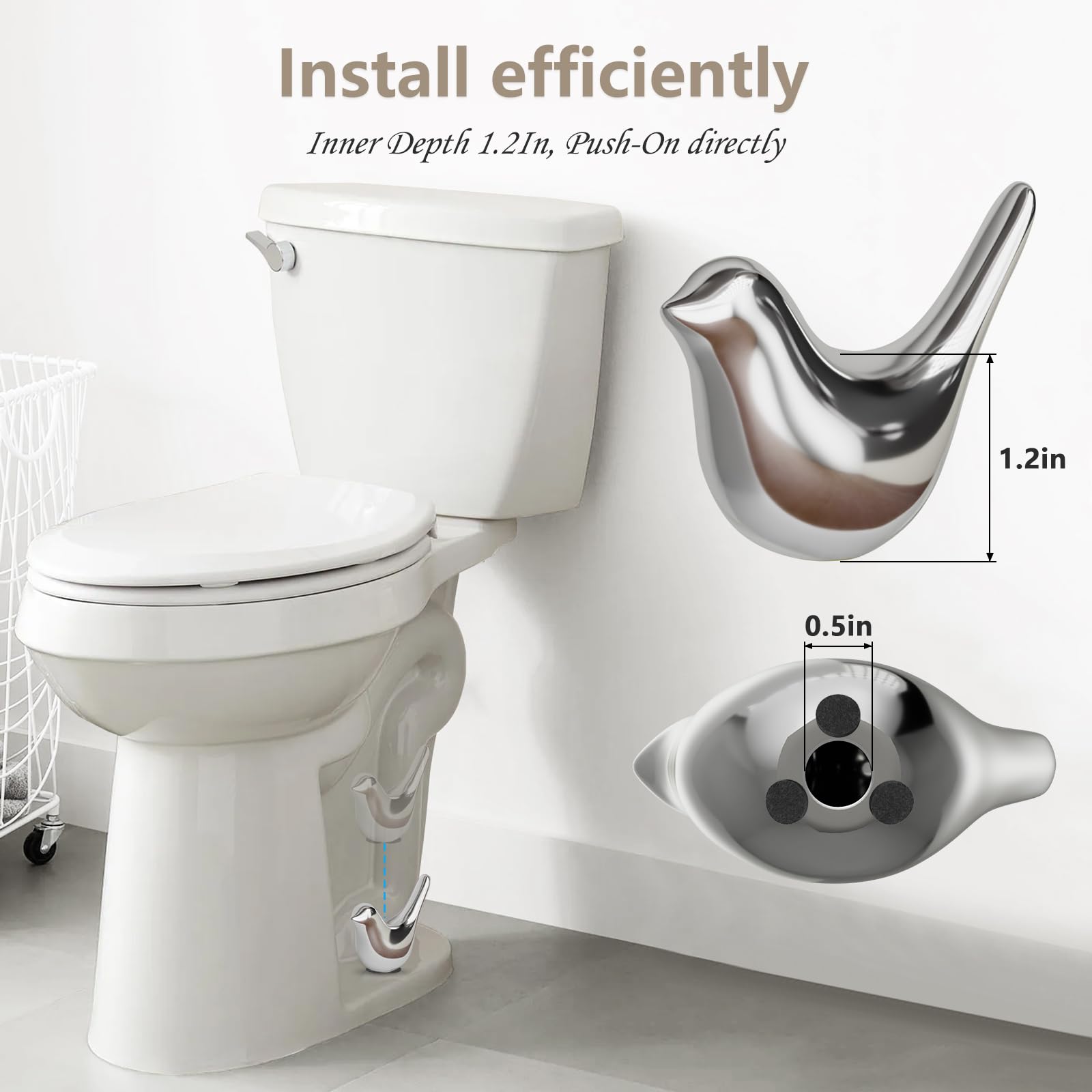 MENNTY Black Polar Bear Toilet Bolt Covers Decorative - 2 Glossy Black Ceramic Toilet Bolt Caps + 4 Universal Toilet Caps for Bottom of Toilet, Modern Monochrome Bathroom Decor