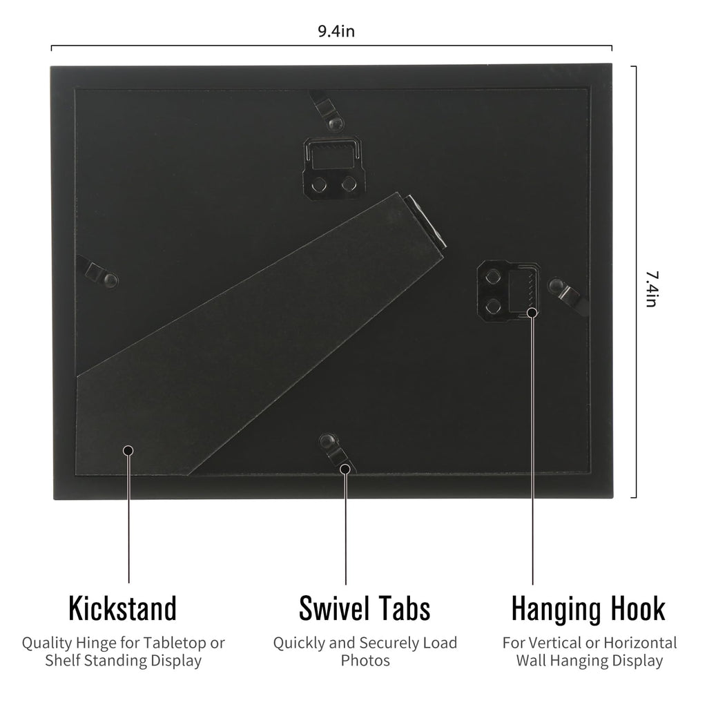 4x6 2-Opening Collage Frame Black Wood | Two 4x6 openings, shatter-resistant glass, tabletop & wall mount
