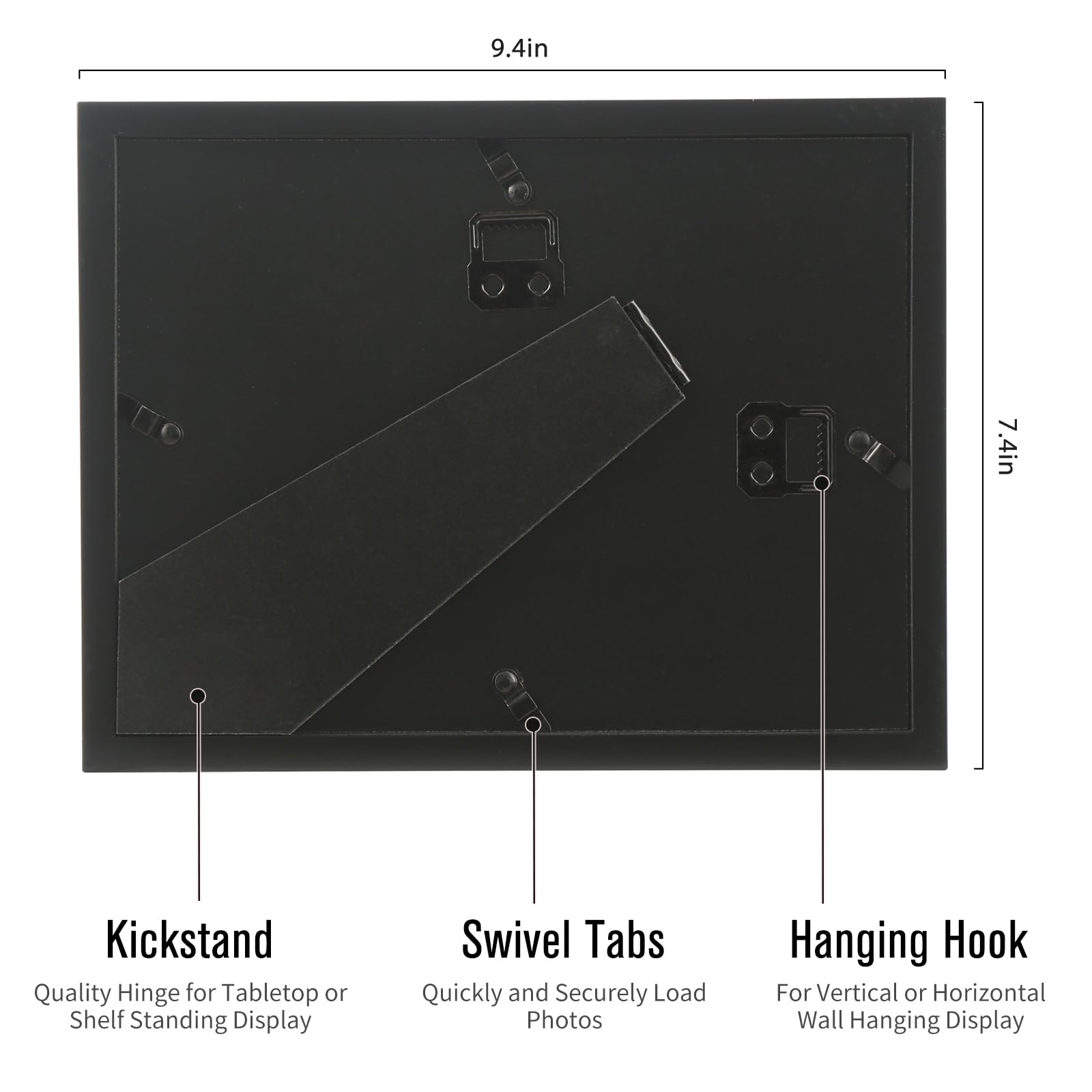 4x6 2-Opening Collage Frame Black Wood | Two 4x6 openings, shatter-resistant glass, tabletop & wall mount