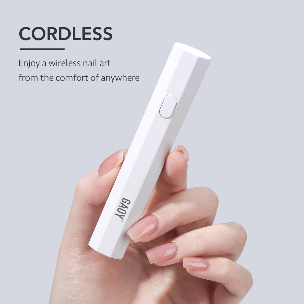 GAOY Handheld UV Light for Gel Nails, Mini Nail Lamp, Portable Cordless Rechargeable, Fast Curing, Diamond Pink