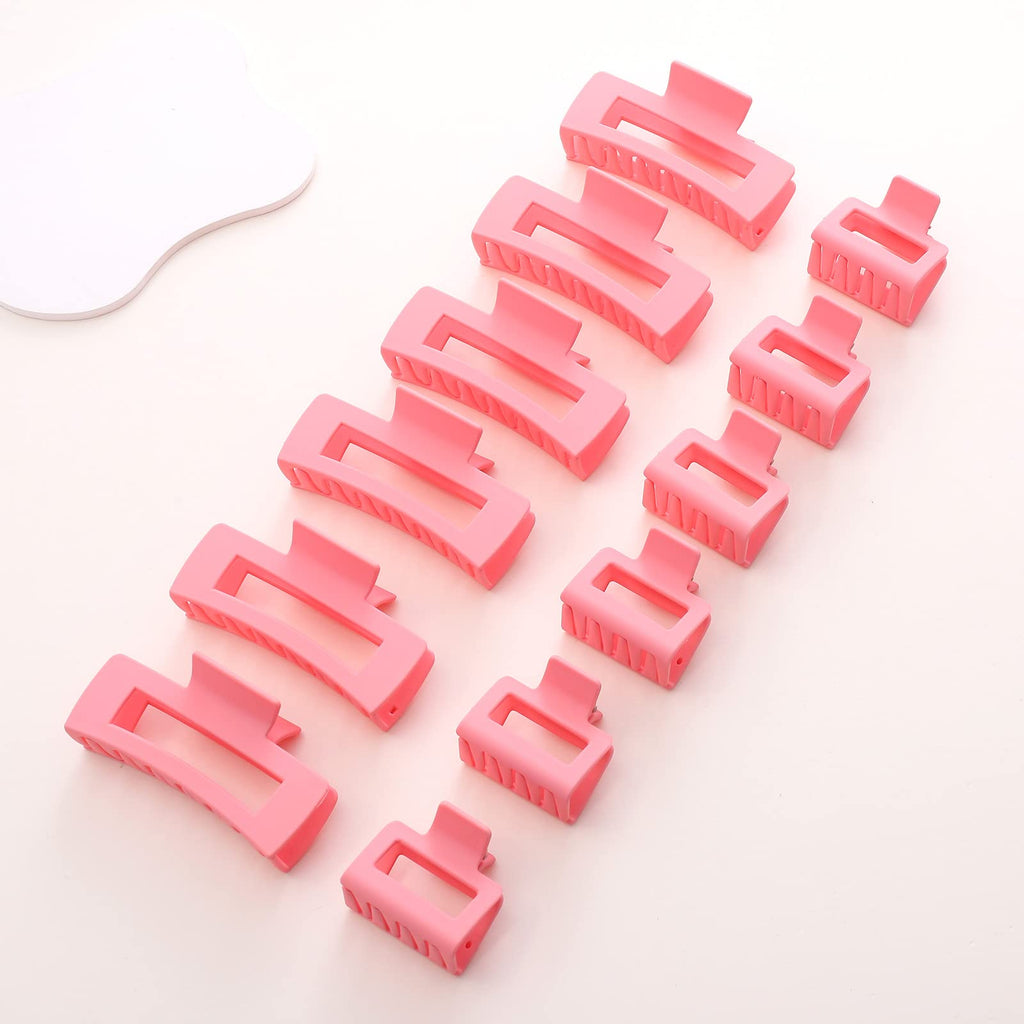 12 Pack Black Square Claw Clips, Big and Small Neutral Rectangle Hair Claw, Non-slip Matte Large Hair Clips for Women,Strong Hold jaw clip for Thick Thin Hair