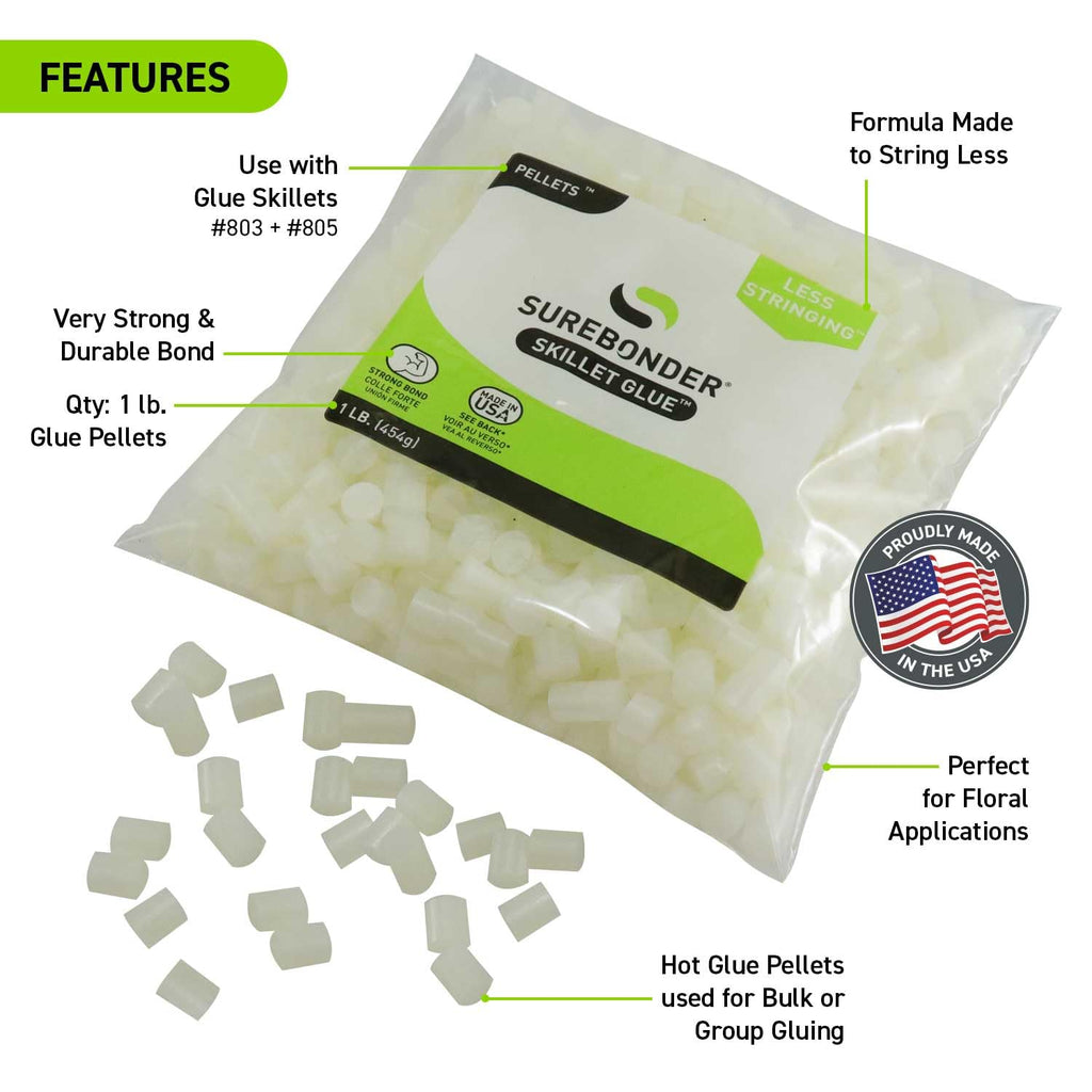 Surebonder B-2001 Less Stringing Skillet Glue Cube Pellets for Crafts and Floral Projects, 1 lb Bag, Use in Surebonder Glue Skillets, Cream Color