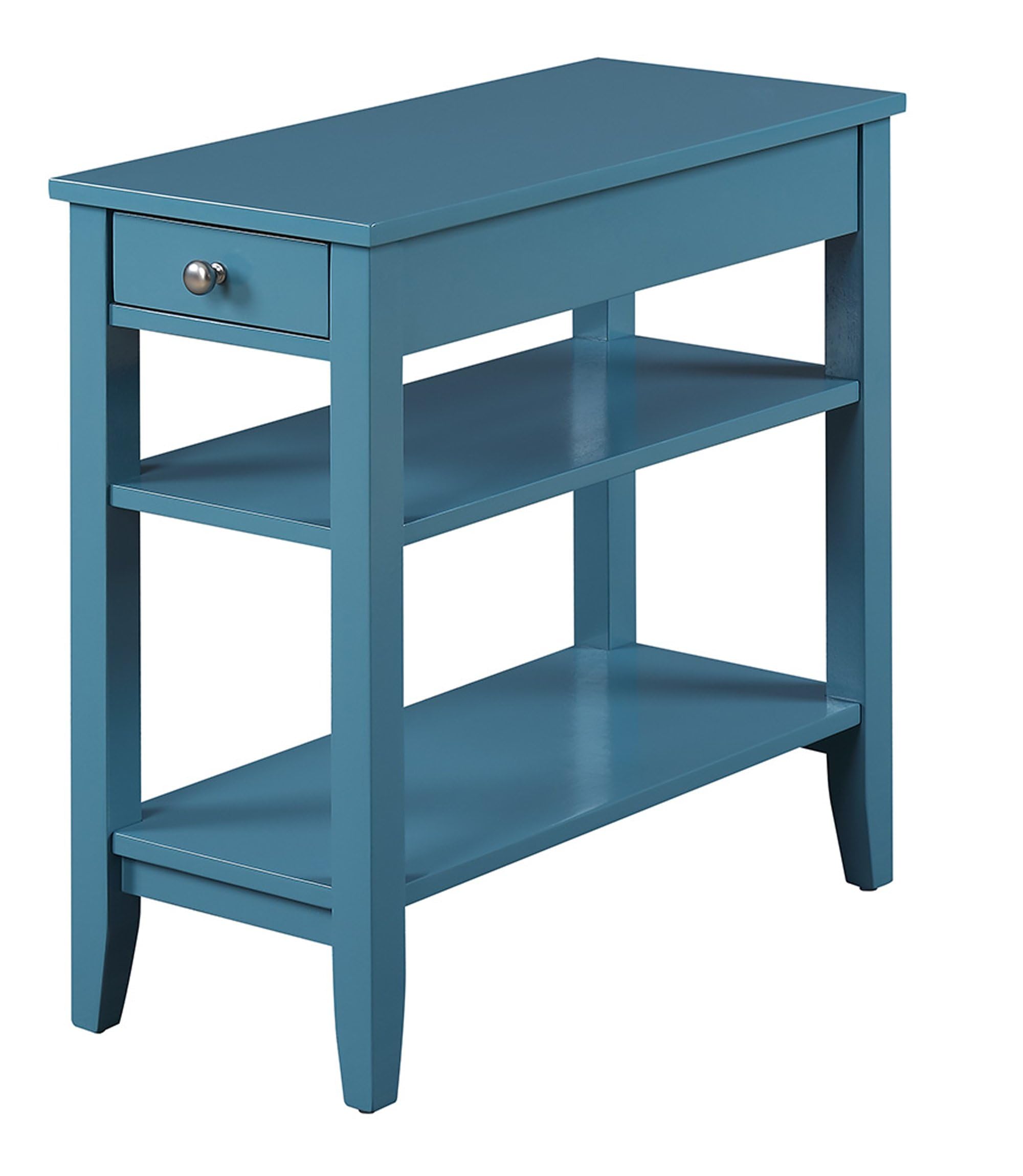 Convenience Concepts American Heritage Chairside End Table with Drawer 23.5" - Classic Living Room Table with Storage Shelf, Bedroom Nightstand, Black