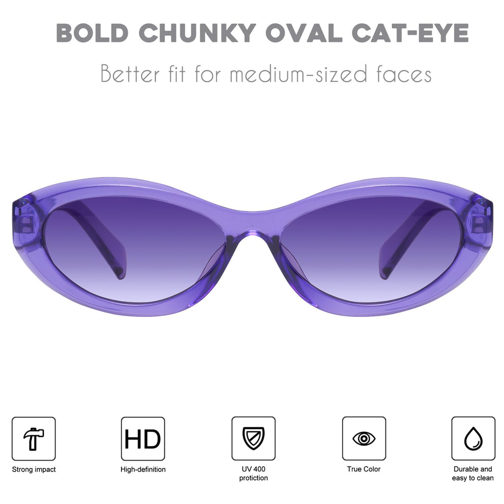 mosanana Oval Cat Eye Sunglasses for Women Retro Y2K Style MS52372