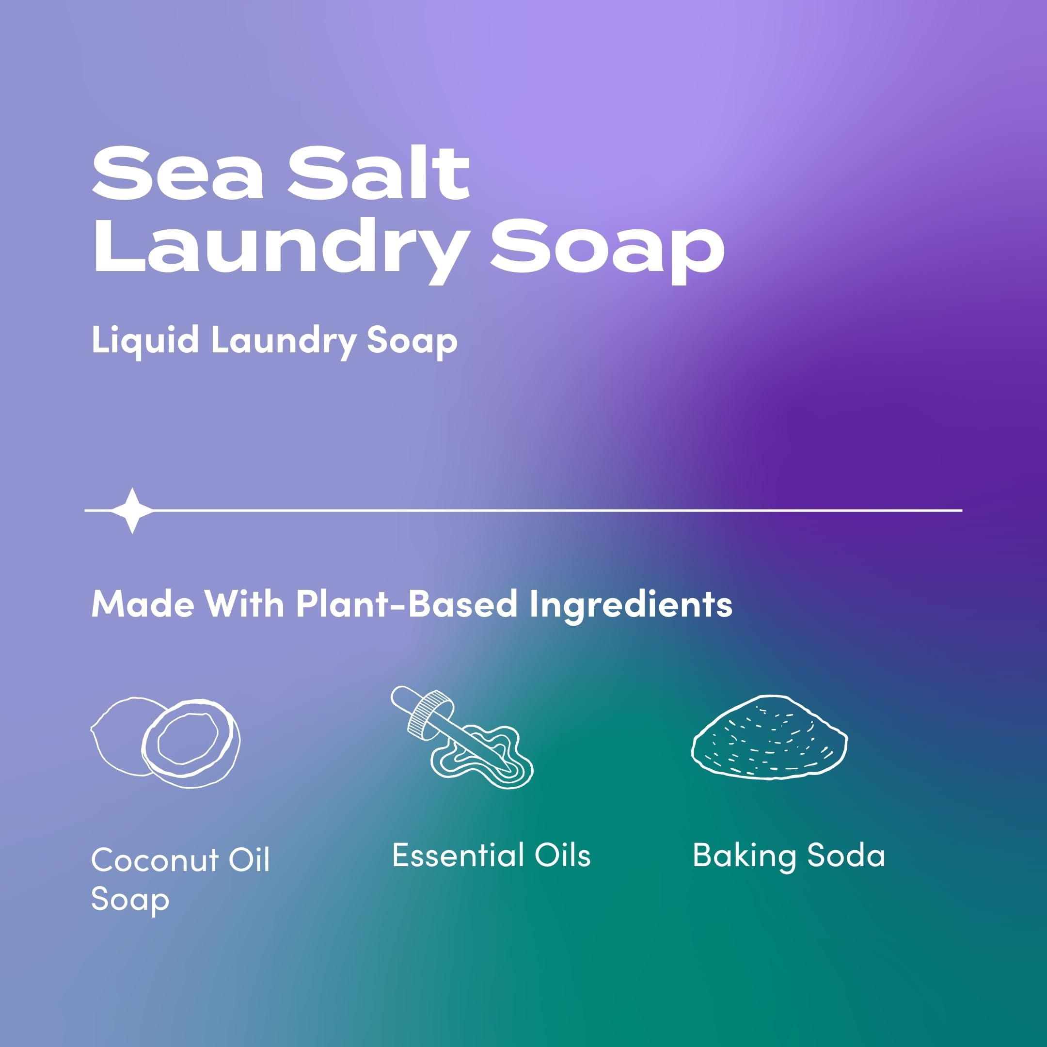 Indigo Wild Zum Clean Laundry Soap - Plant-Based Liquid Laundry Soap - Contains Baking Soda, Essential Oils & Saponified Coconut Oil - Sea Salt Scent - 64 fl oz