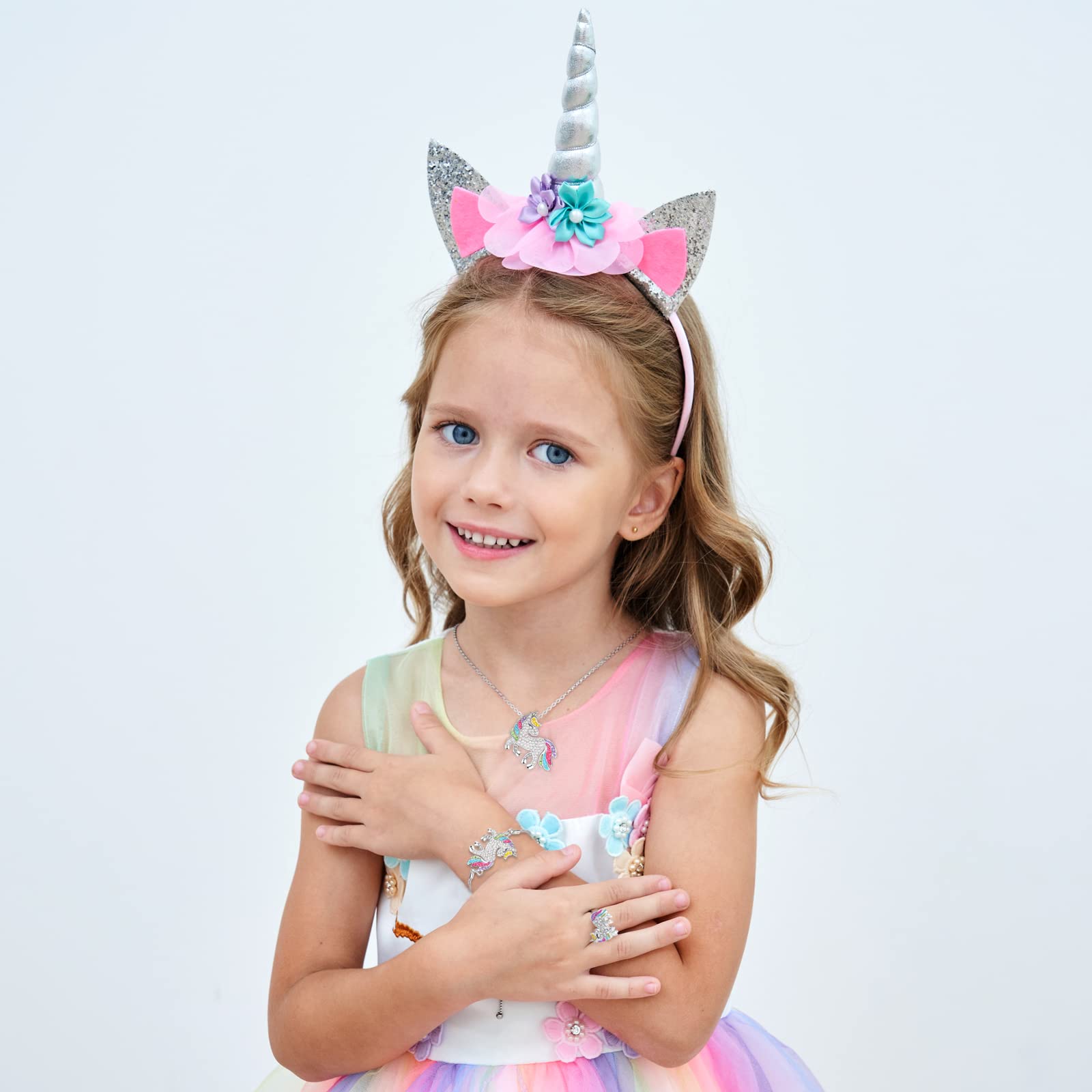 Unicorn Princess Dress Up Clothes for Little Girls – Costume, Jewelry and Headband