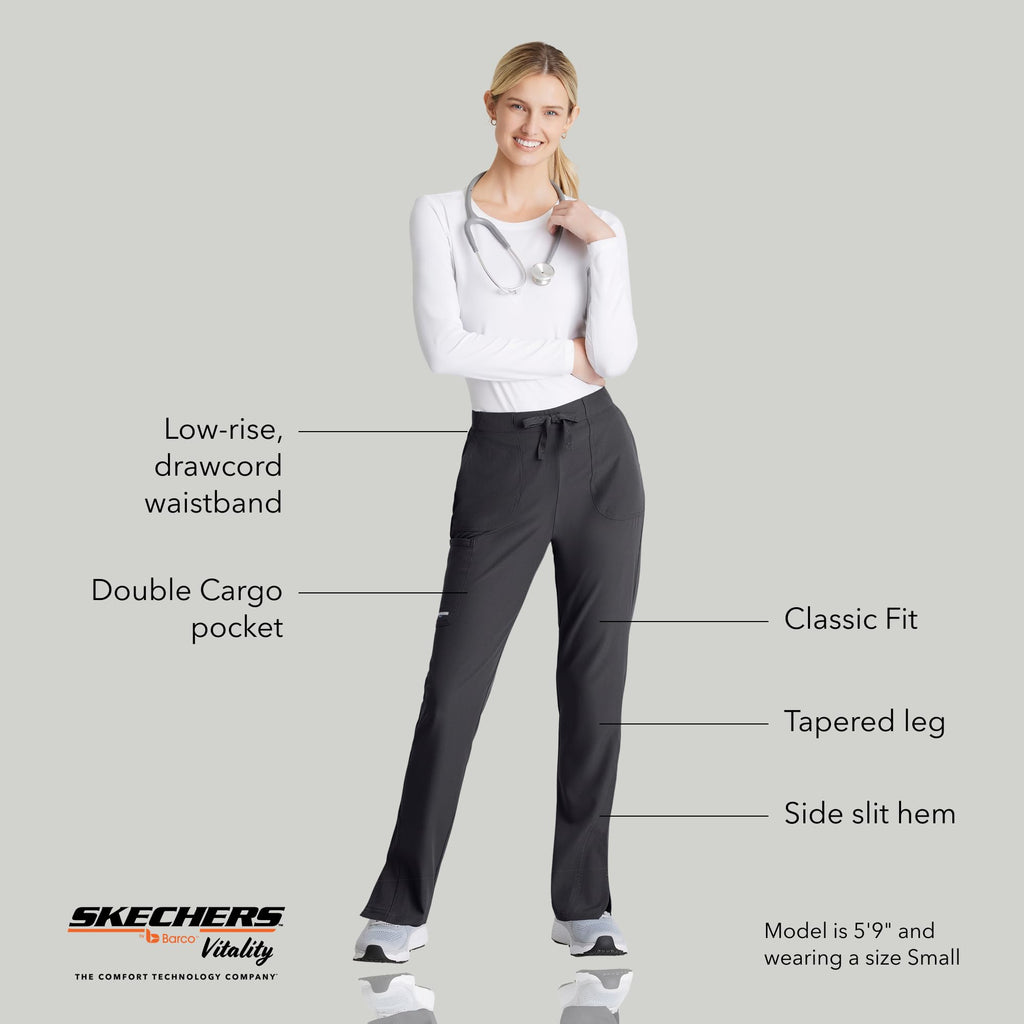 BARCO Skechers Vitality Charge Slim Fit Scrub Jogger for Women – Low-Rise Bottoms with Tapered Leg & 4-Way Stretch