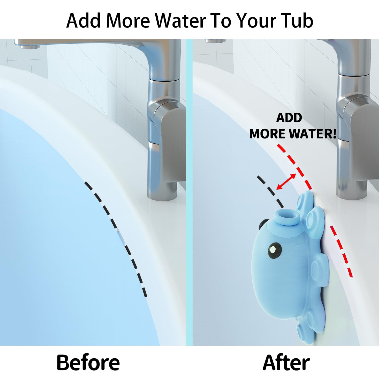 Bathroom Bathtub Overflow Drain Cover- Silicone Bath Tub Drain Cover, Tub Overflow Drain Stopper with Suction Cups, Adds Inches of Water for Deeper Bath, Cute Bathroom Accessories, Baby Blue