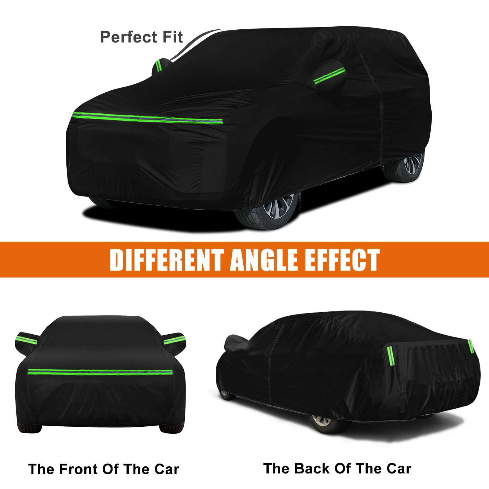 Waterproof Car Cover Replace for 1993-2010 Jeep Grand Cherokee, 6 Layers All Weather Car Cover with Zipper Door & Windproof Bands for Snow Rain Dust Protection