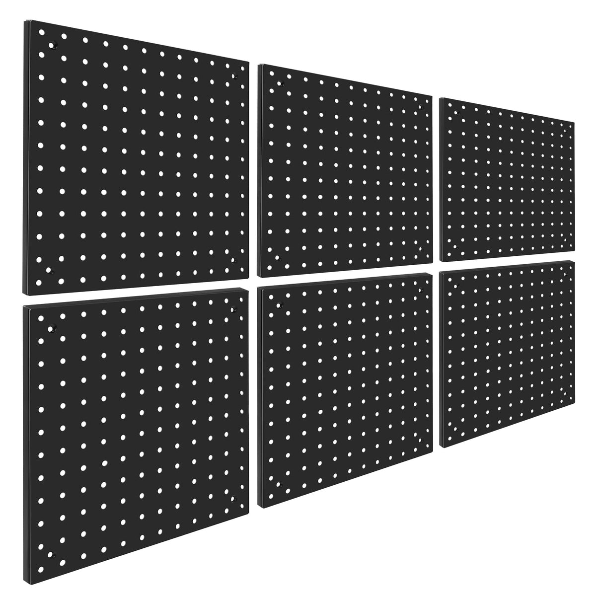 Peg Board,Steel Organization Panels, Ideal for Garage Tool Storage, Office Organization, Craft Room, Kitchen,Pack of 4 (Black, 4-12X12)