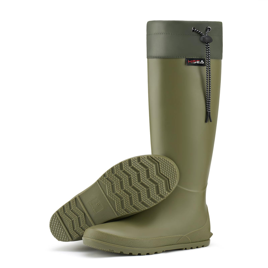 HISEA Women's Rain Boots, Waterproof Knee High Garden Shoes for Yard Work,Packable Slim Fit Rubber Mud Boots, Lightweight Outdoor Footwear for Travel