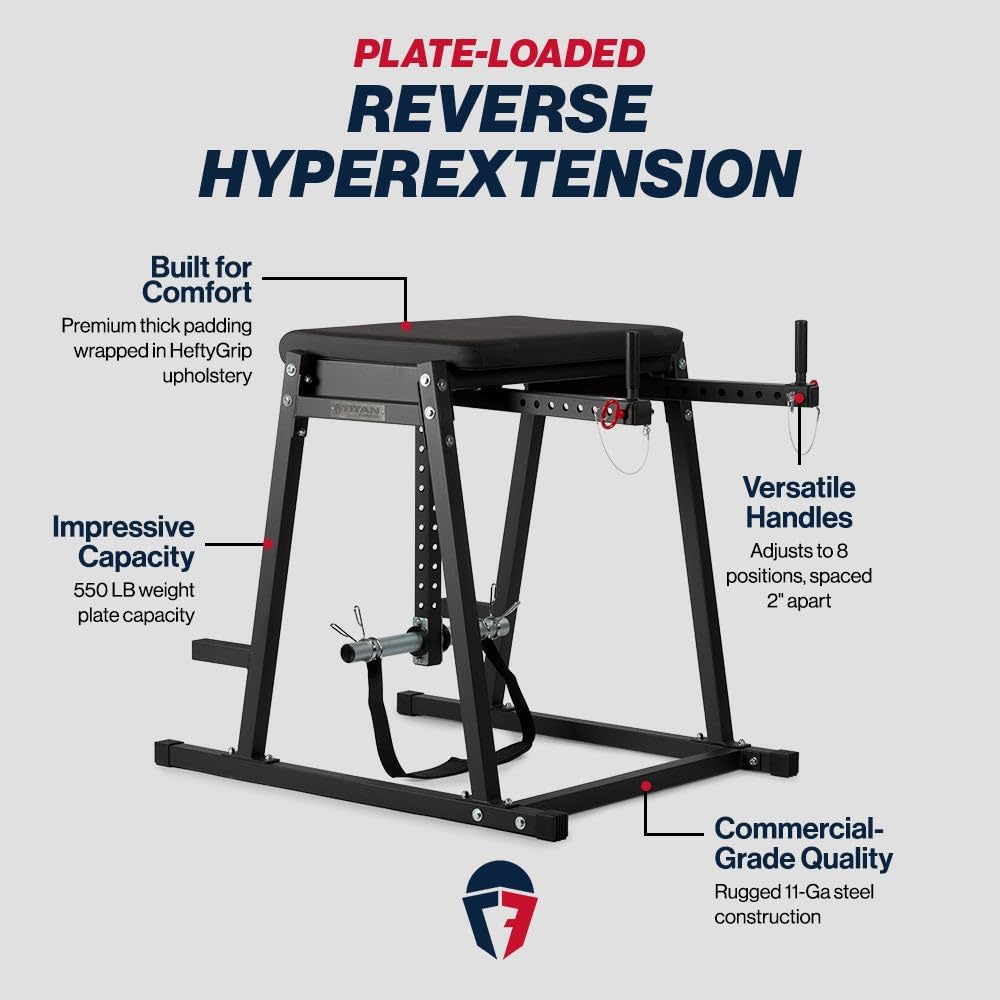 Titan Fitness Economy H-PND, Reverse Hyperextensions Lower Body Machine, Rated 550 LB, Specialty Home Gym Machine for Physical Therapy, Back Rehab Exercises, and Everyday Training
