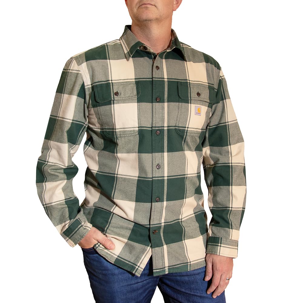 Carhartt Men's Loose Fit Heavyweight Flannel Long-Sleeve Plaid Shirt