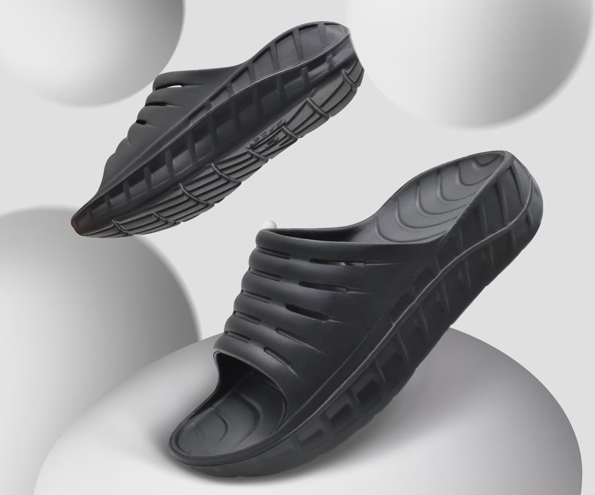 GPOS Mens Sport Recovery Sandals Plantar Fasciitis Thick Cushion Slides Sandals Lightweight Comfort Orthotic Slippers