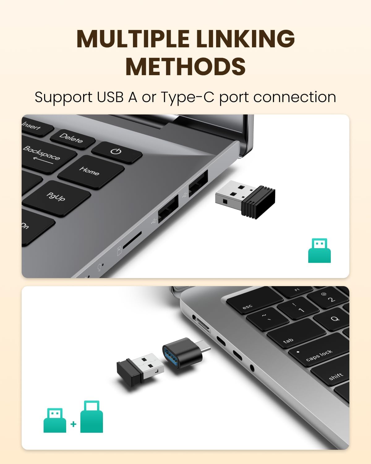 POJTK Ergonomic Wireless Rechargeable Mouse, Bluetooth+USB A+Type C(3 in 1) Connection, 5 Levels Up to 4800 DPI, 6 Silent Buttons, 2.4GHz Carpal Tunnel Vertical Mice, for Laptop, Desktop,MacBook-black