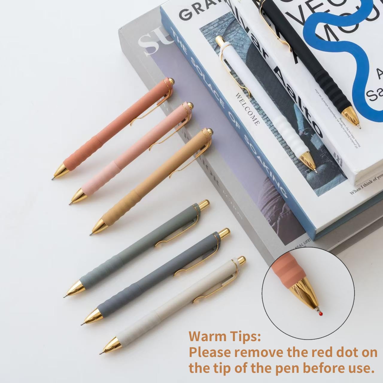 Linbsunne Ballpoint Pens Medium Point 1mm Pen with Super Soft Grip Ball Point Pen for Men Women Retractable Pens (Blue Ink+Black Ink+Red Ink)