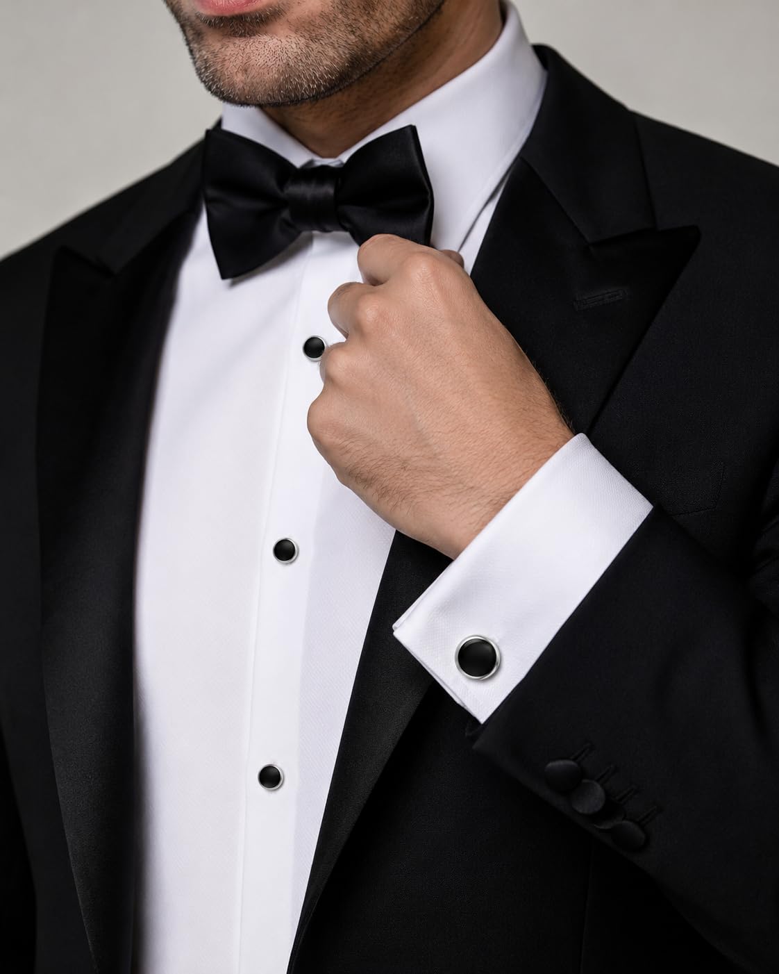 Men's Cufflinks & Tuxedo Studs Set - 316L Stainless Steel Formal Wedding Jewelry, Groomsmen Gift Set with Gift Box
