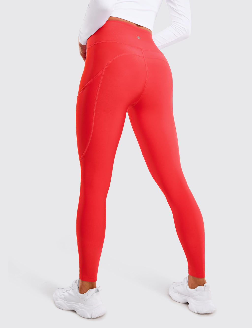 CRZ YOGA Fleece Lined Leggings Pockets 28'' - Thermal Casual Lounge Workout Womens Yoga Full Length Pants Winter Warm