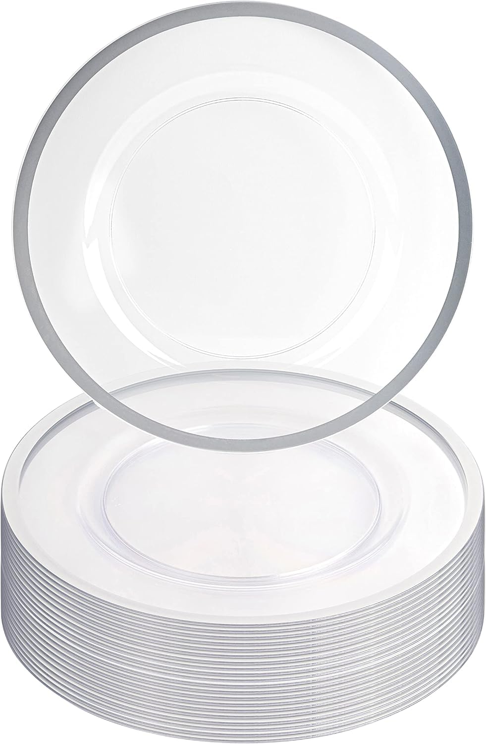 PARTY BARGAINS 13-Inch Charger Plates - 96 Pack, Clear Gold Rim, Heavy-Duty Disposable Chargers for Elegant Dining - Ideal for Weddings and Formal Events