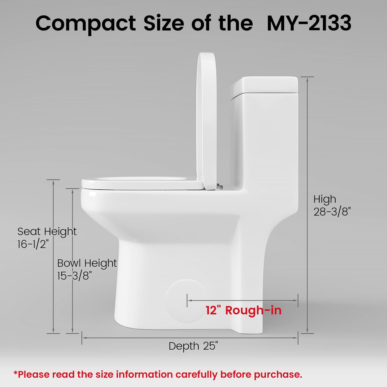 Compact One Piece Toilet for Bathroom, Space-Saving Powerful Dual Flush Round Small Toilet, Average 1.28 GPF, Skirted Design with Upgraded UF Quiet & Soft Close Seat (10" Rough-in Toilet)