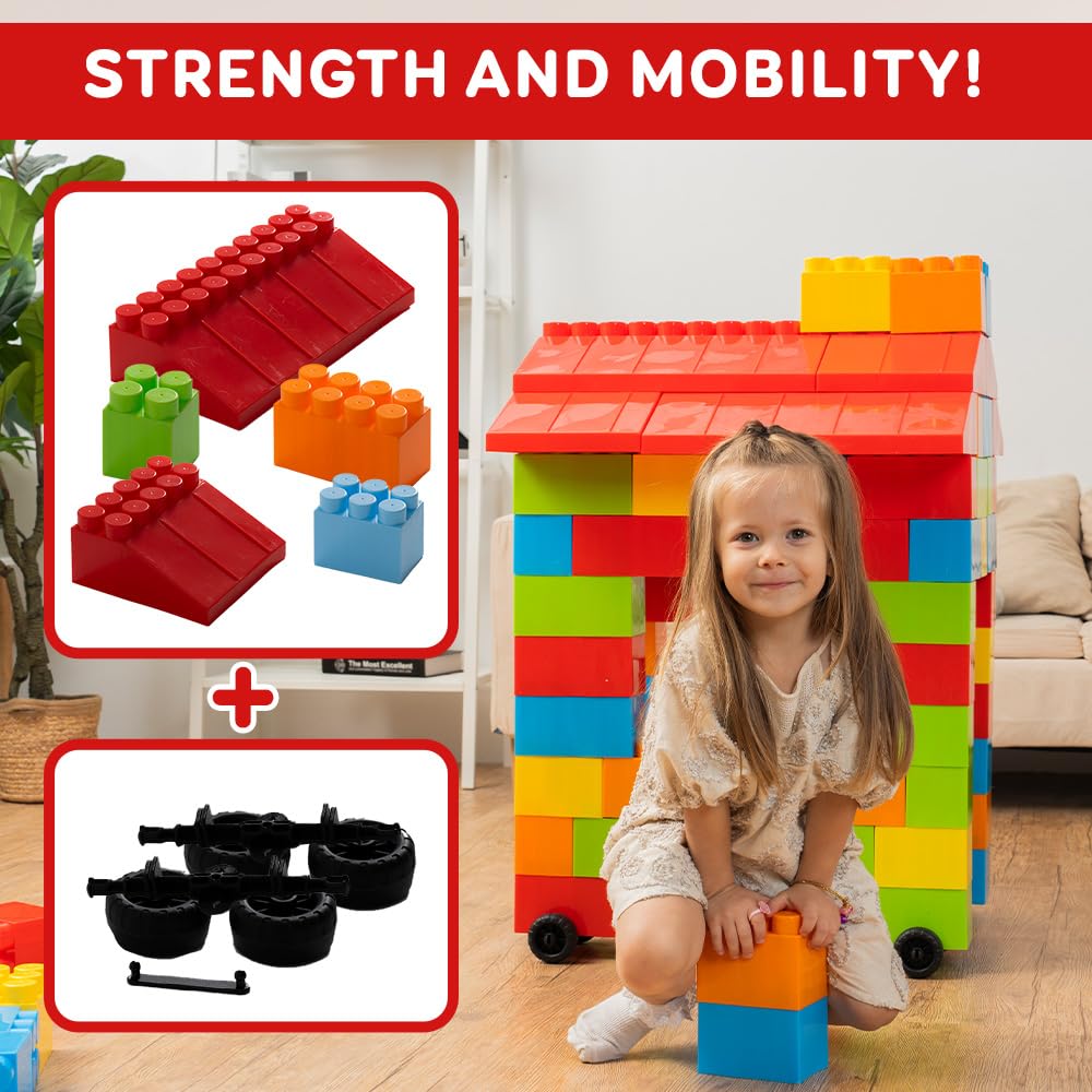 PLATPORTS 48-Piece Jumbo Big Building Blocks – Giant XL Large Plastic Blocks for Kids Ages 2–8, Indoor & Outdoor Construction Play Set