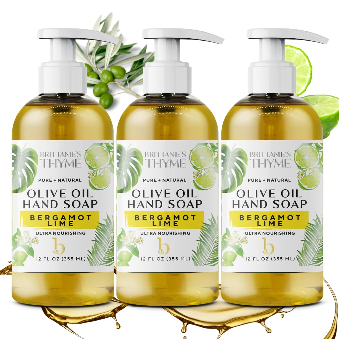 Brittanie’s Pure Castile Liquid Soap Refill, Bergamot Lime, 12 Ounce | Dish Soap, Hair & Body, Home, Gentle and Pure, Made with Natural Luxurious Oils, Vegan & Gluten Free Non-GMO