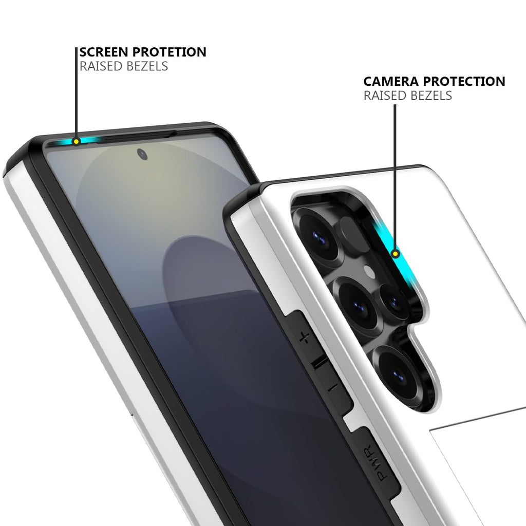 Nvollnoe for Samsung Galaxy S25 Case with Card Holder Dual Layer Heavy Duty Protective Case Hidden Card Slot Slim Wallet Cover for Samsung S25 6.2''(Black)