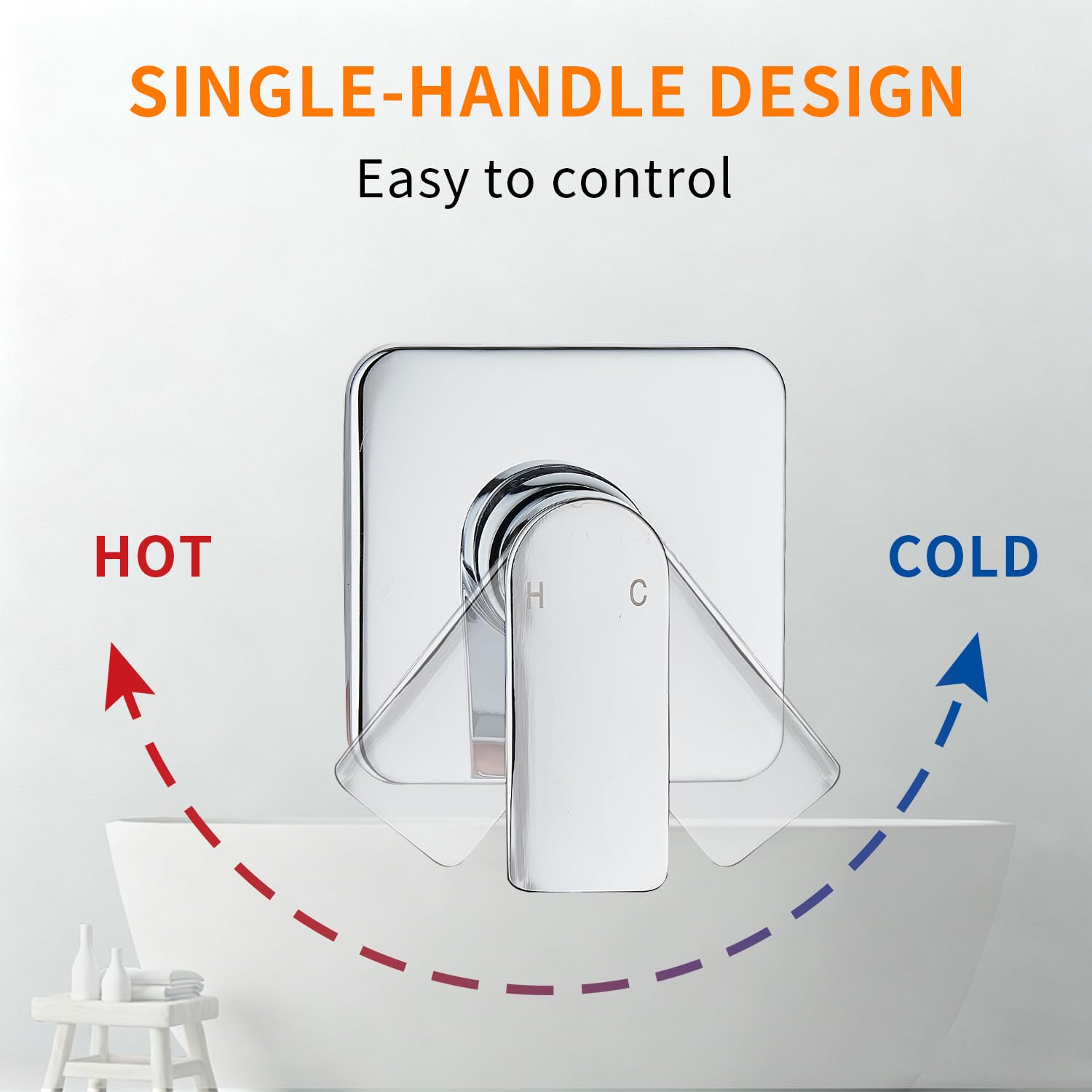 Gold Brushed Tub Shower Faucet Set With 8" Shower Head & Spout
