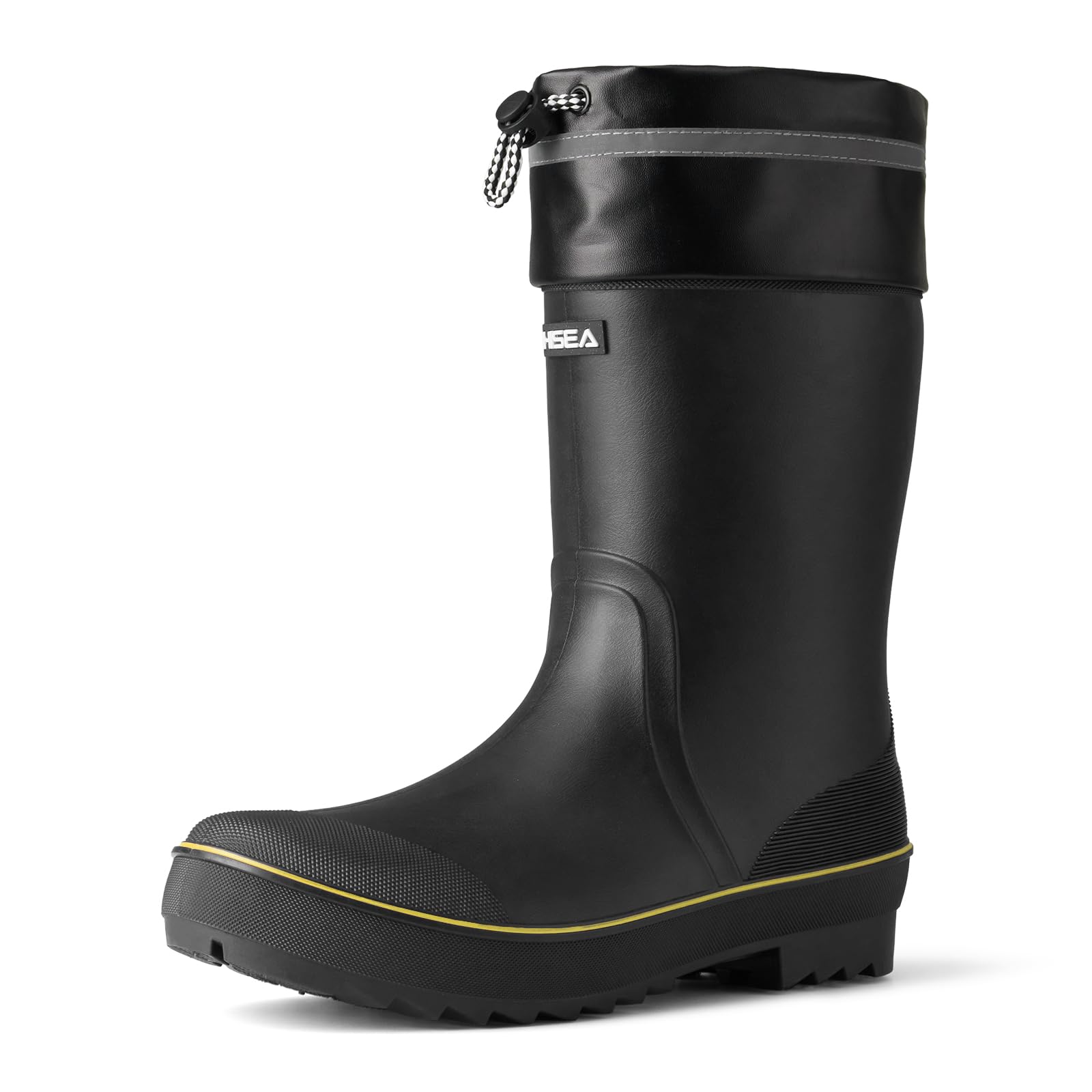 HISEA Men's Rain Boots Waterproof PVC Rubber Mud Boots, Lightweight Comfort Mid-Calf Work Boots, Garden Shoes for Fishing, Farming, Walking Dogs