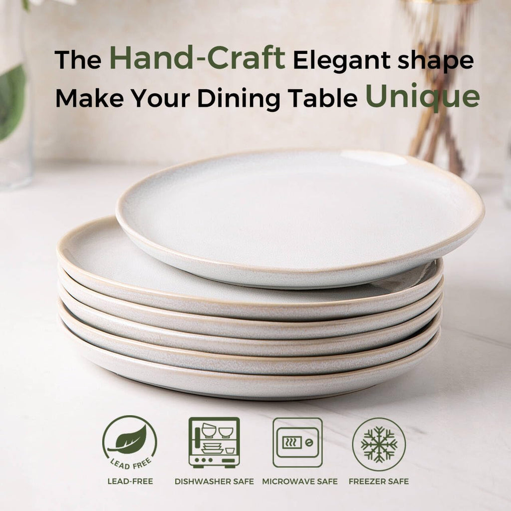 AmorArc 8.5" Ceramic Plates Set of 6 | Handmade Stoneware with Reactive Glaze for Dessert, Salad, Appetizer & Dinner | Microwave/Dishwasher Safe, Scratch Resistant