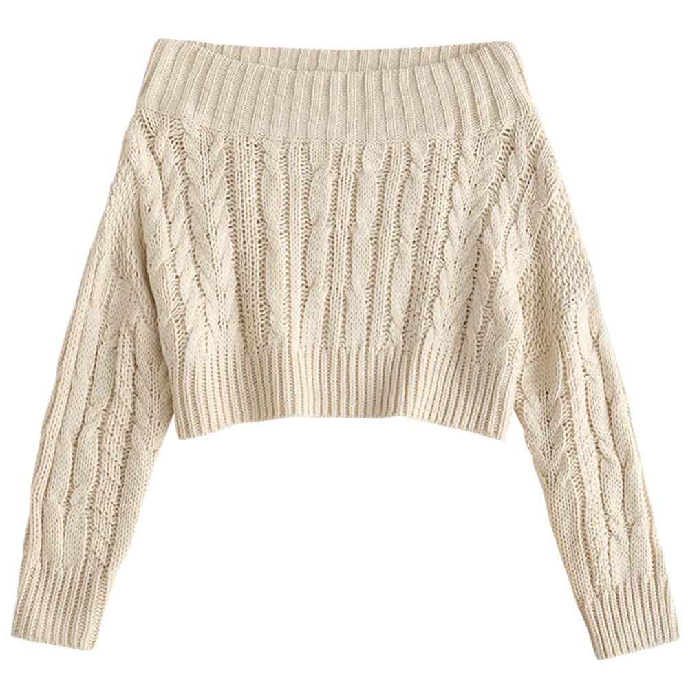 ZAFUL Women V Neck Button Knit Crop Sweaters Batwing Sleeve V Back Ribbed Hem Pullover Sweater