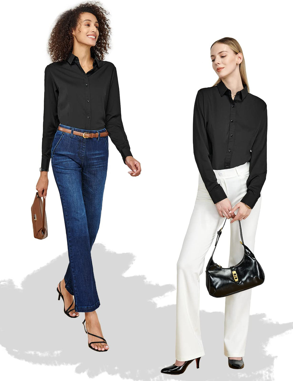 Tapata Womens Bodysuit Blouse Button Down One-Piece Long Sleeve Solid Office Work Shirt Casual Tops