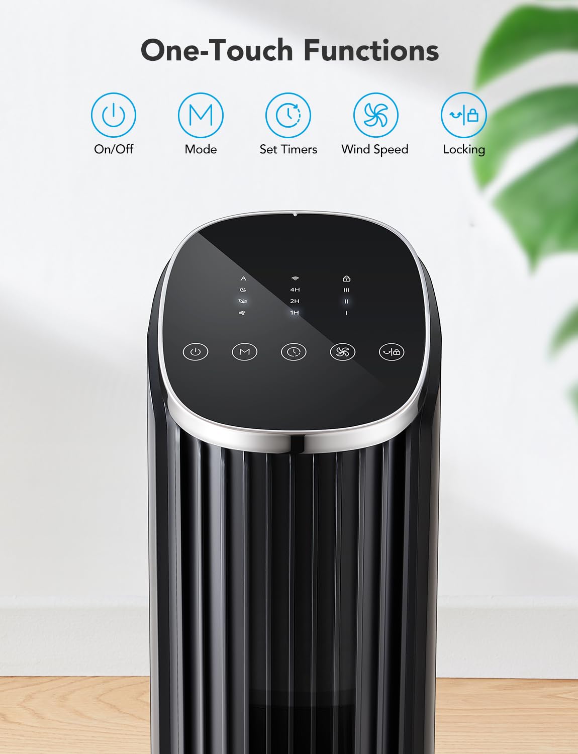 GoveeLife White Tower Fan for Bedroom, 36" Smart Floor Fan with App/Voice Control, Temperature Sensor, 5 Modes 8 Speeds(25ft/s), 29dB Quiet Oscillating Fan for Office, 24H Timer, Auto Cooling