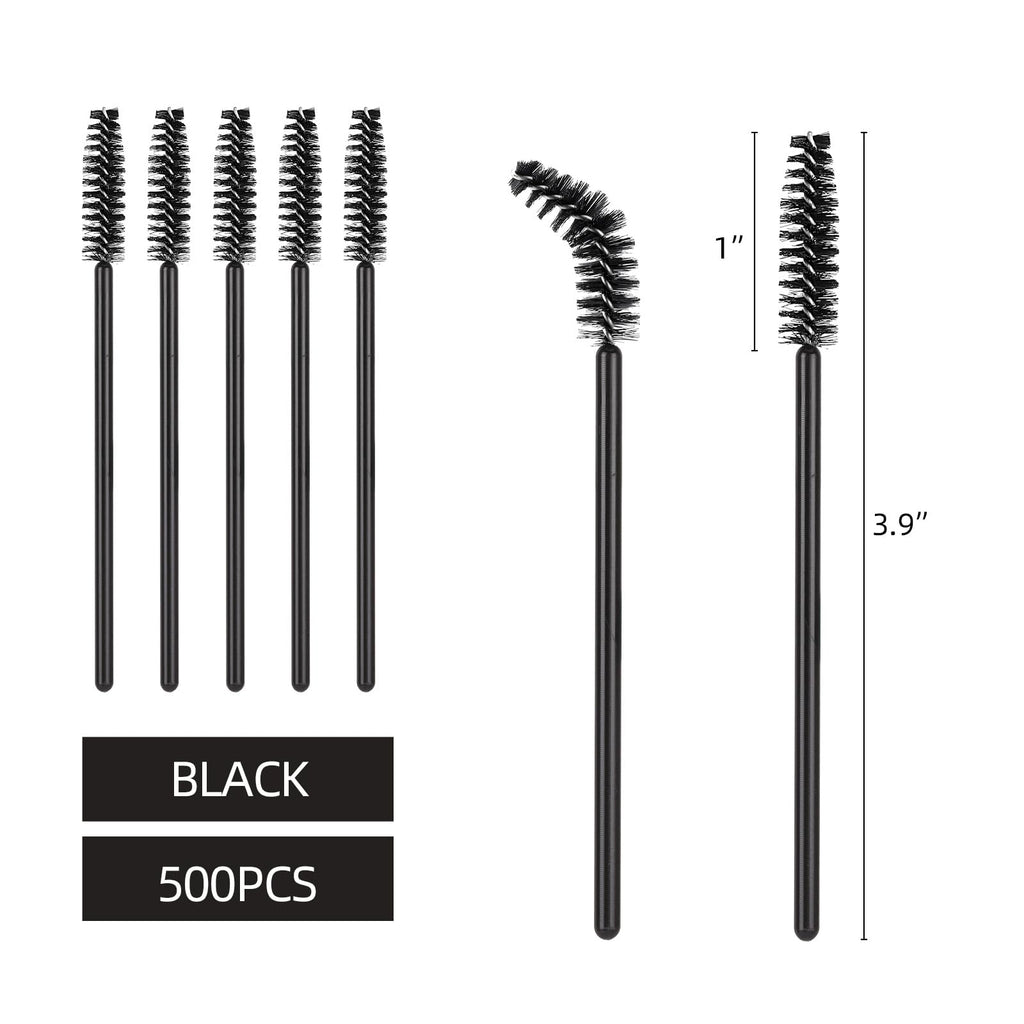 Tbestmax 500 Disposable Mascara Wands Eyelash Brush Spoolies for Eyebrow Eye Lash Extension, Makeup Brushes Applicators Kits - 5 Colors