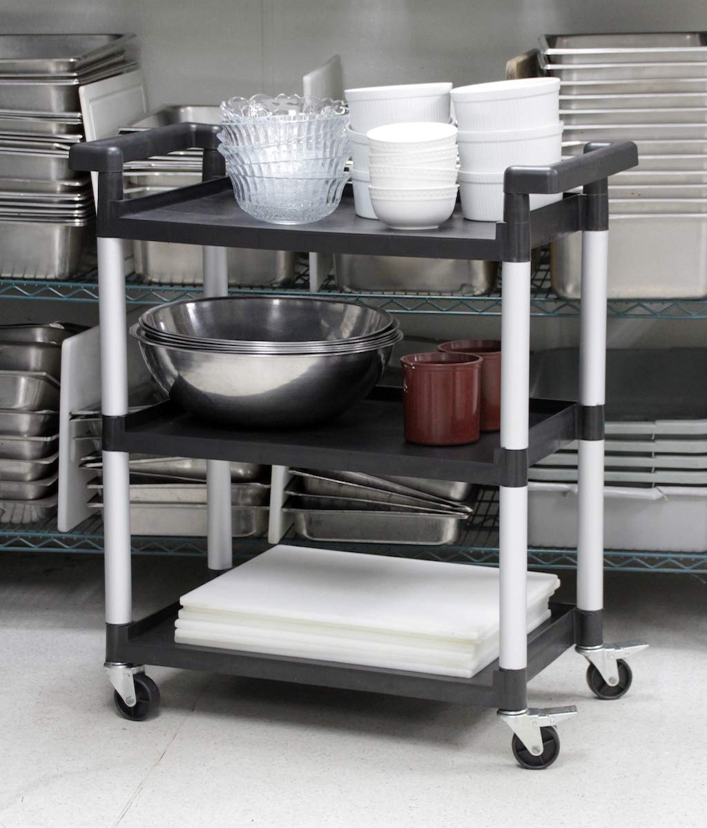 MaxWorks 50993 500-lb Utility Service PP Cart with Two Trays and Wheels 40 inch x 17 inch Overall Dimensions