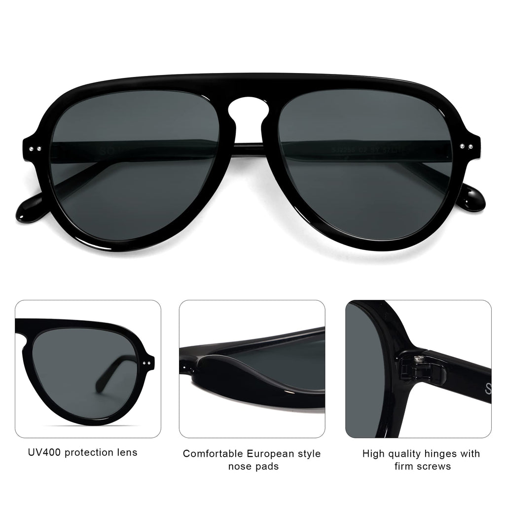 SOJOS Retro Aviator Sunglasses Womens Mens Vintage Plastic Frame Shades Lentes De Sol Para Mujer SJ2255
