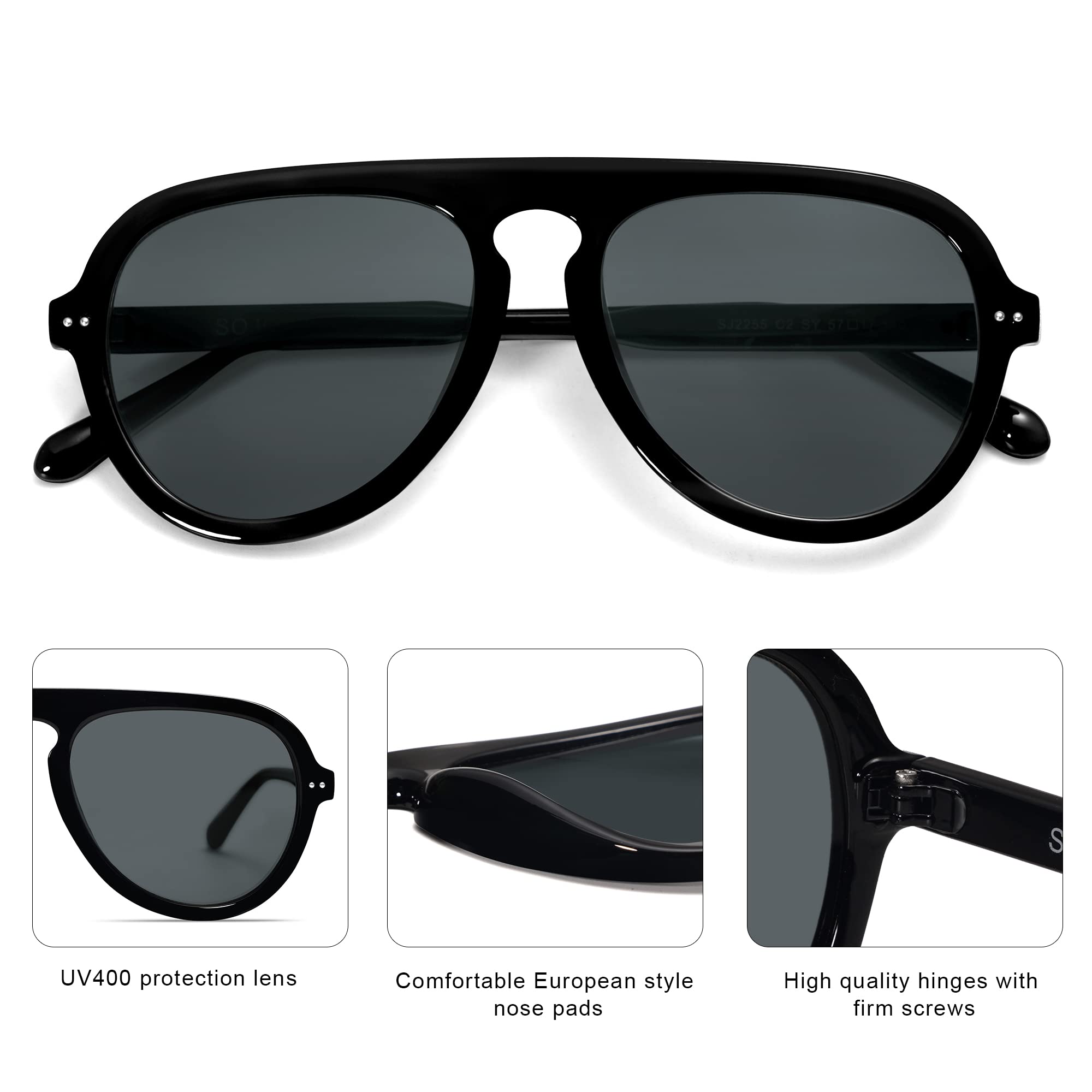 SOJOS Retro Aviator Sunglasses Womens Mens Vintage Plastic Frame Shades Lentes De Sol Para Mujer SJ2255