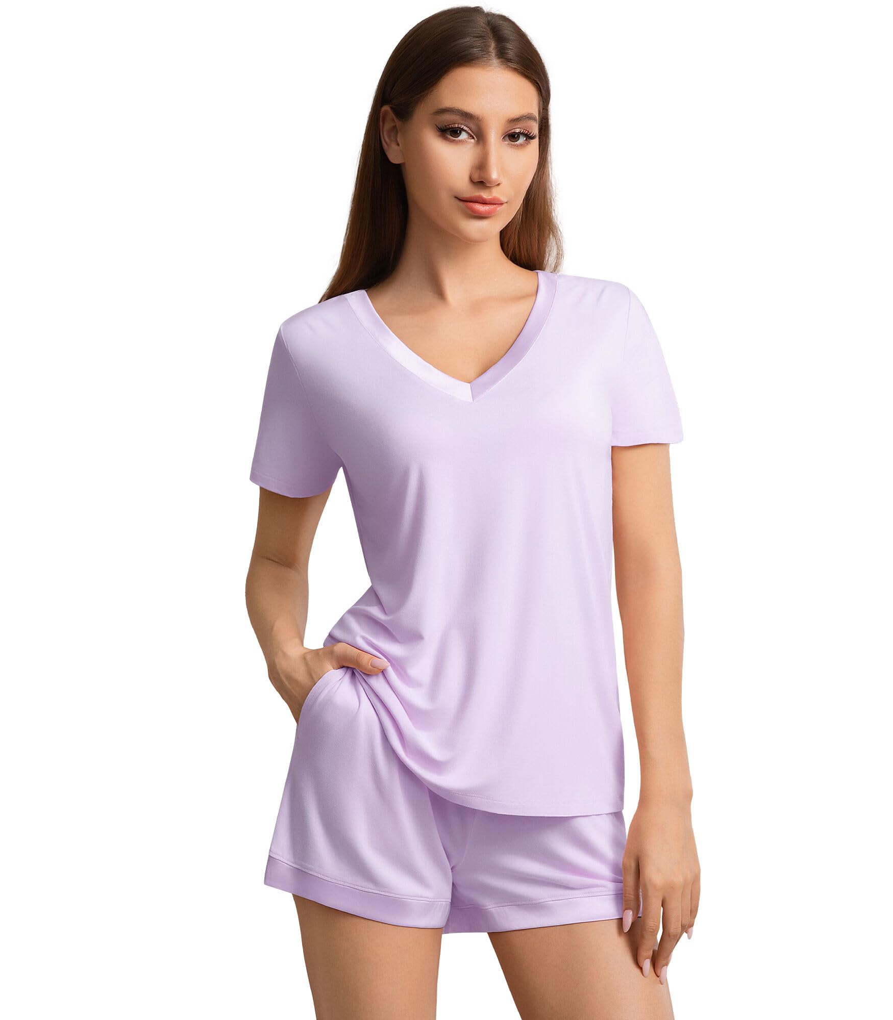 WiWi Viscose from Bamboo Pajamas Set for Women Super Soft Short Sleeve Cooling Summer Plus Size Pjs Sets Sleepwear S-4X