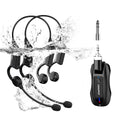 KIMAFUN 2.4G Fitness Headset Wireless Microphone, IP67 Waterproof Sweatproof Microphone for Water Aerobics, Swimming Coach, Fitness Instructor, Yoga, Spinning, Training, Teaching, Speakers, GWP91