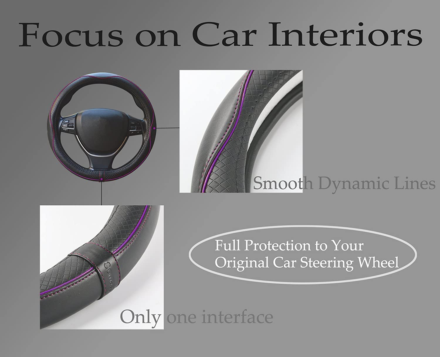 Car Steering Wheel Cover, Anti-Slip, Safety, Soft, Breathable, Heavy Duty, Thick, Full Surround, Sports Style (Black)