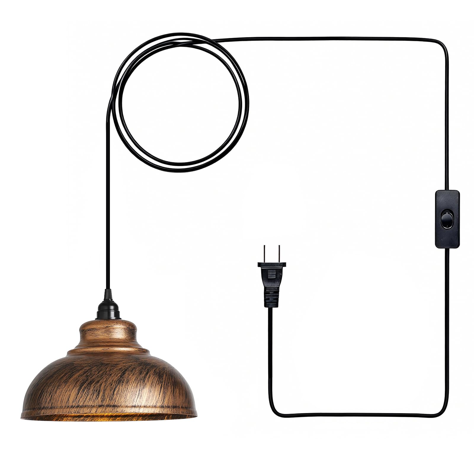 XZHGCEE Plug in Pendant Light: Amber Hanging Lamp Plug in Pendant Lamp, Glass Pendant Lighting for Kitchen Island, Bedroom, Dining Room, Living Room, No Bulb