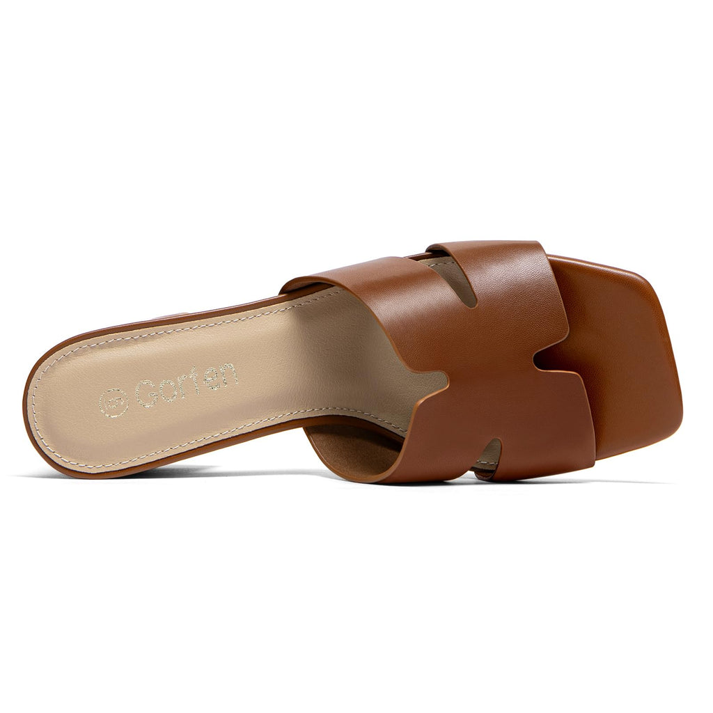 Women's Square Open Toe Sandals Low Block Chunky Heel Slip on Comfortable Casual Sandals for Daily Wear