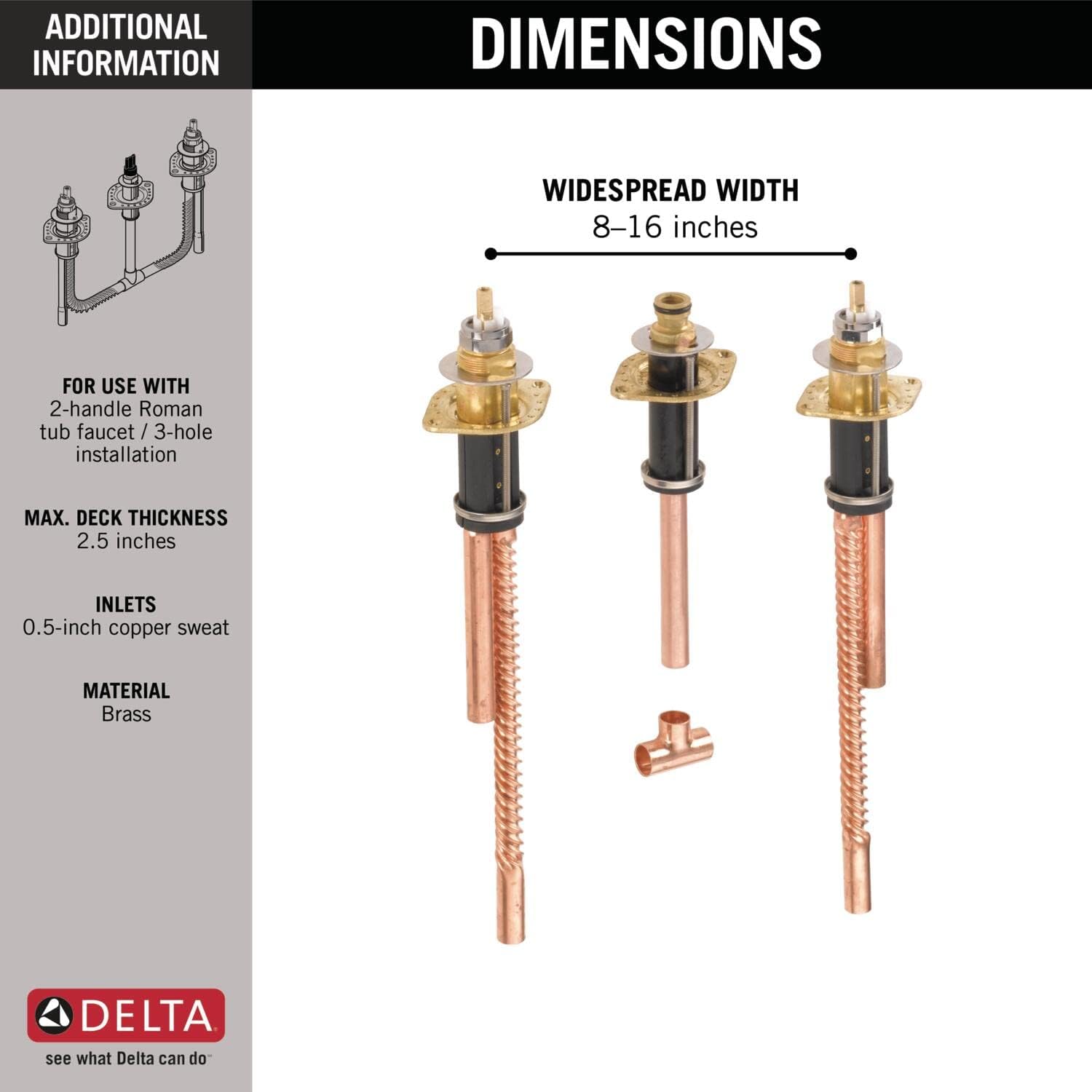 Delta Faucet Roman Tub Rough-In Valve for Delta 2-Handle Roman Tub Bath Faucets R2707 (Pack of 3)