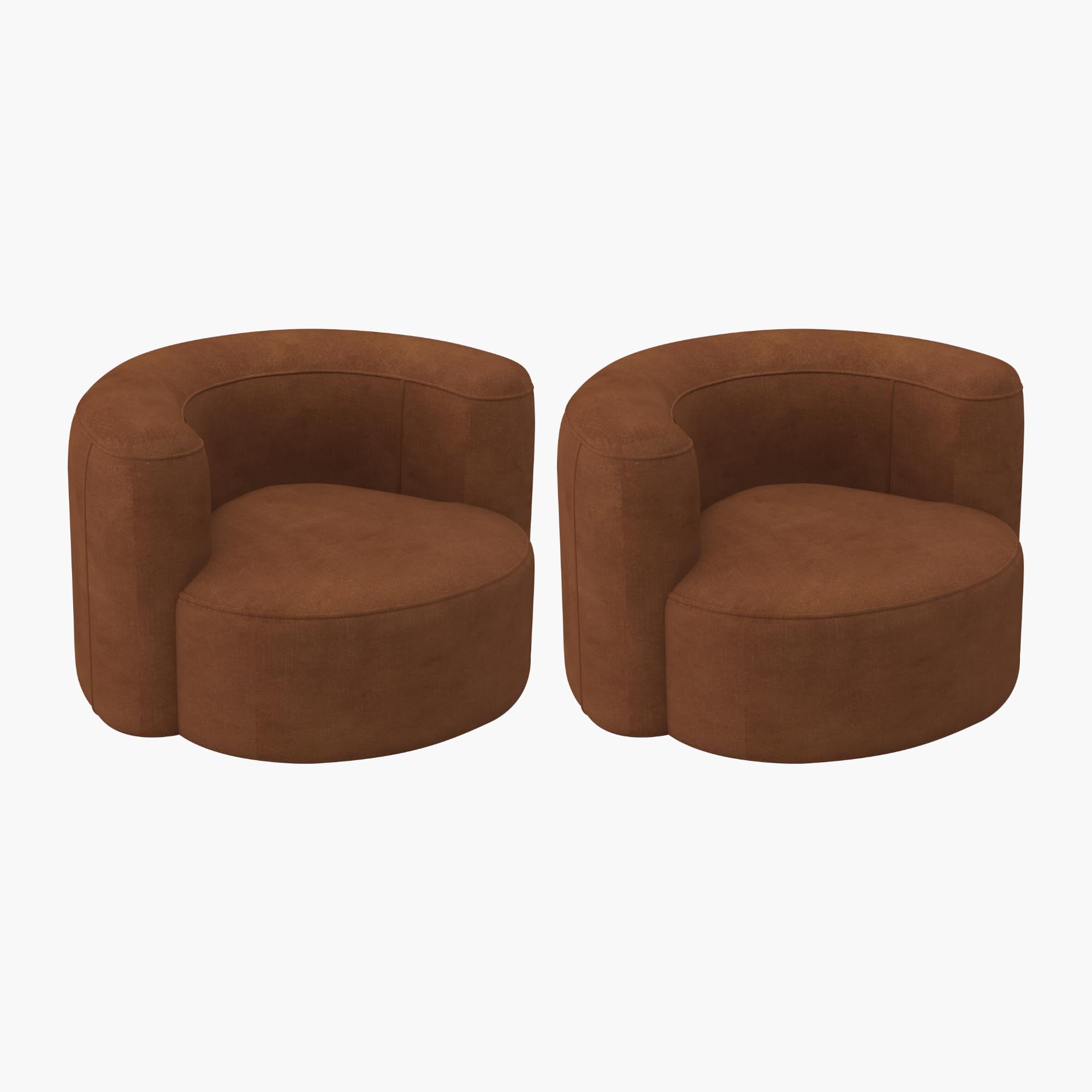Acanva Luxury Modern Tight Curved Back Velvet Sofa, Minimalist Style Comfy Couch for Living Room Apartment Reception Space, Cream Single Chair