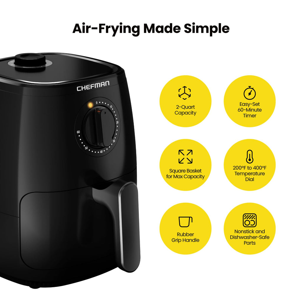 Chefman 12-Quart 6-in-1 Rotisserie Air Fryer Oven & Dehydrator, 12 Presets, Touchscreen, Family Size, Dishwasher-Safe Parts, Black