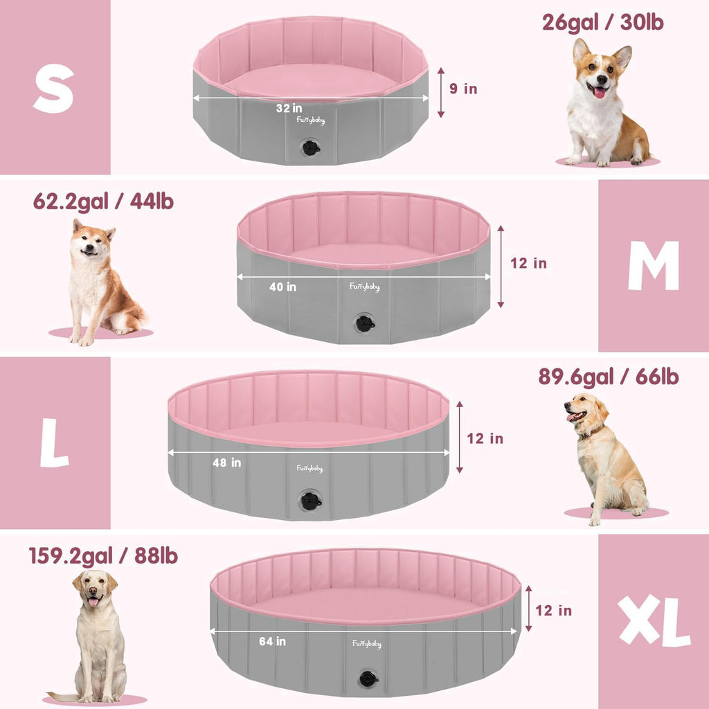Foldable Dog Pool, Hard Plastic Kiddie Pool for Dogs, Collapsible Dog Pool with Rigid PP Core, Non-Slip PVC, Durable Pet Bath Tub for Indoor/Outdoor Backyard, 32" Green