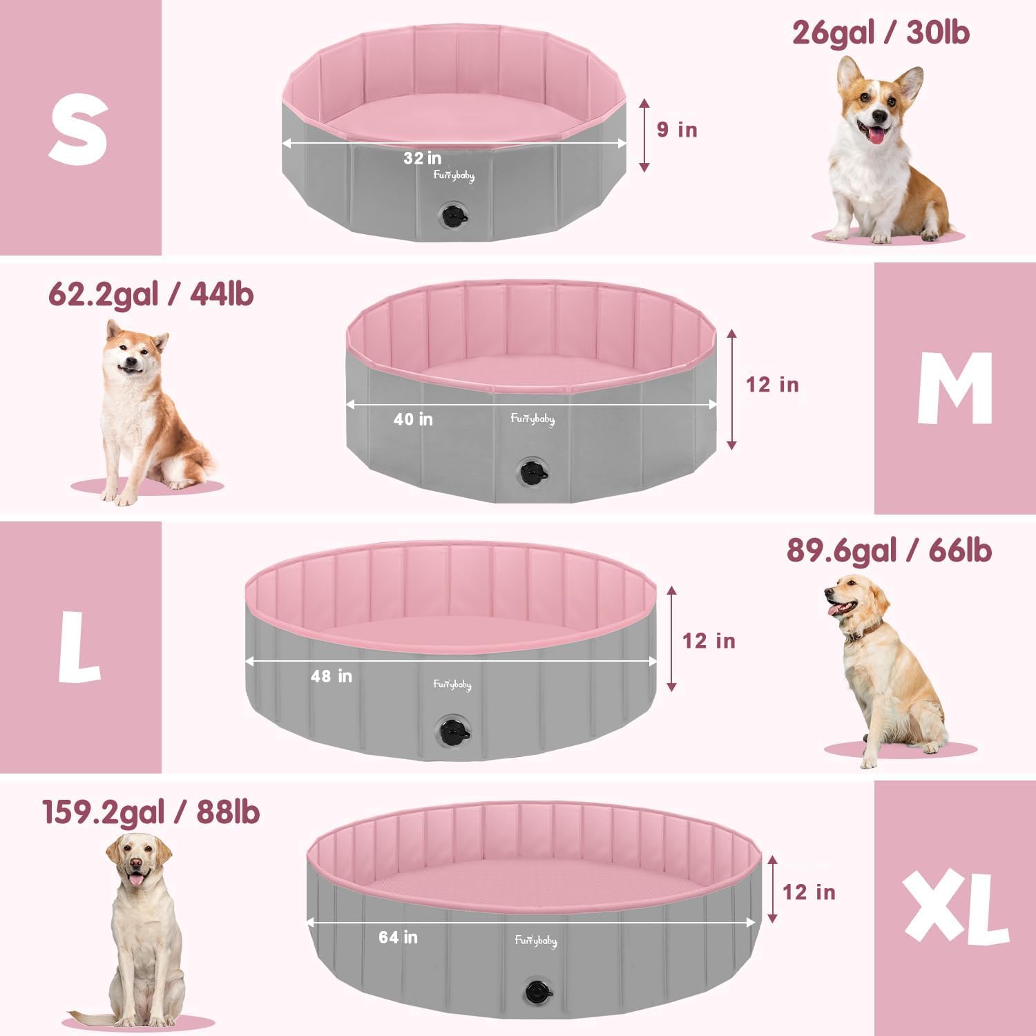 Foldable Dog Pool, Hard Plastic Kiddie Pool for Dogs, Collapsible Dog Pool with Rigid PP Core, Non-Slip PVC, Durable Pet Bath Tub for Indoor/Outdoor Backyard, 32" Green